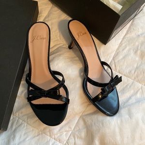 J.Crew patent strappy bow mule sandal